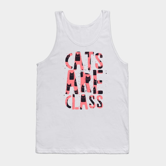 Modern cat art, cool typographic cats are class Tank Top by DustedDesigns